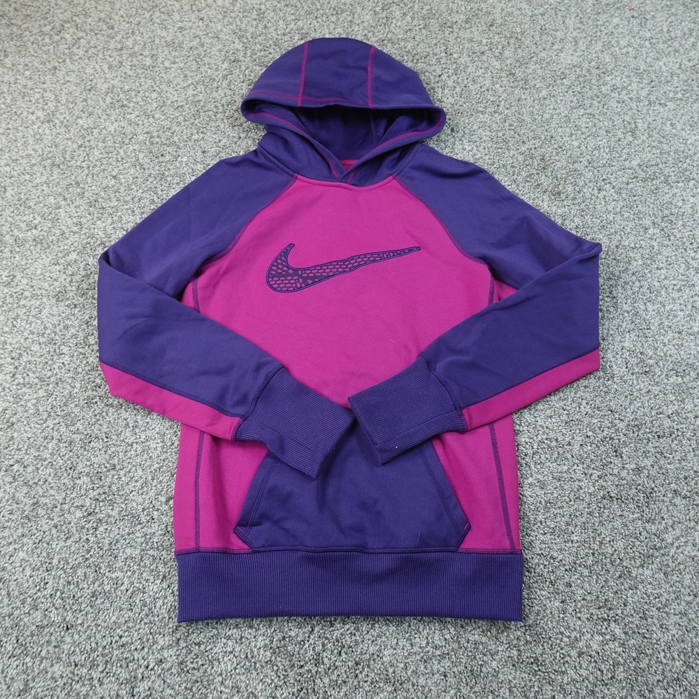 Nike Hoodie Womens S Purple Pink Therma Fit Fleece Pullover Sweatshirt Sweater
